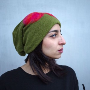 czapka handmade czesanką filcowane czapki wełniane X1