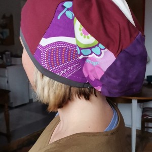 czapka damska patchworkowa smerfetka