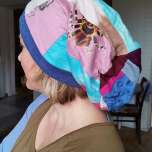 czapka damska patchworkowa smerfetka