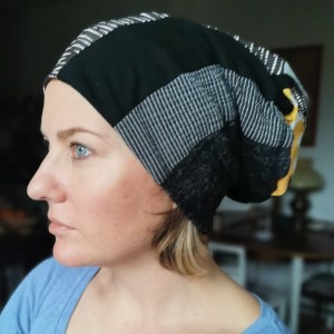 czapka damska patchworkowa smerfetka