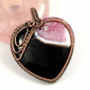 Agat, Miedziany wisior z agatem, ręcznie wykonany, prezent dla niej, prezent dla mamy, prezent urodzinowy, niepowtarzalna biżuteria, serce