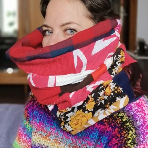 komin patchworkowy boho handmade kolorowy ciepły