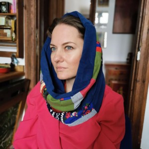 komin patchworkowy boho handmade kolorowy ciepły