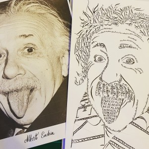 Portret wykonany kaligrafią