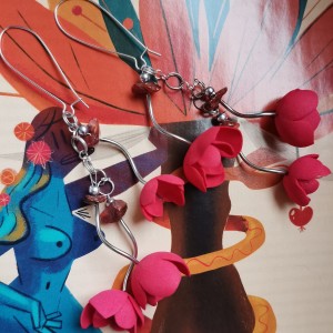 kolczyki wiszące etno kwiatowe boho