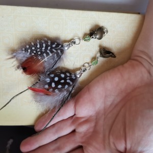 Klipsy wiszące etno pióra boho