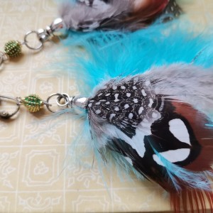 Klipsy wiszące etno pióra boho