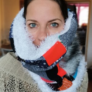 komin patchworkowy boho handmade kolorowy ciepły