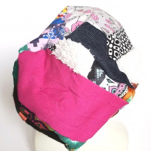 Czapka damska szyta patchworkowo smerfetka