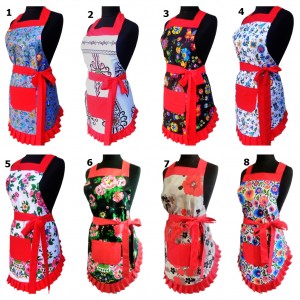 Fartuszek folkowy kuchenny elegancki kokarda