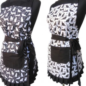 Fartuszek folkowy kuchenny elegancki kokarda