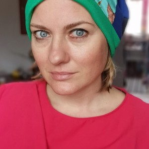 Czapka damska patchworkowa smerfetka