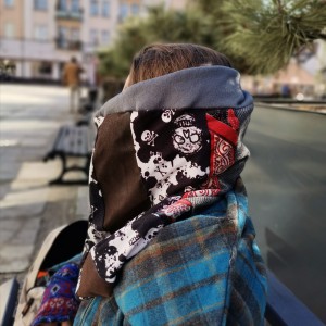 komin patchworkowy boho handmade kolorowy ciepły