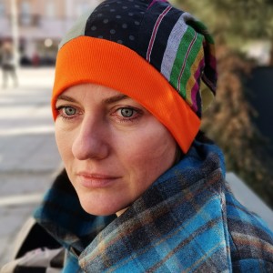 Czapka damska  długa patchworkowa