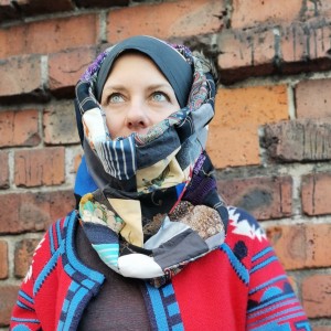 komin patchworkowy boho handmade kolorowy ciepły