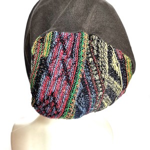 Czapka damska męska   szara z kolorowa góra