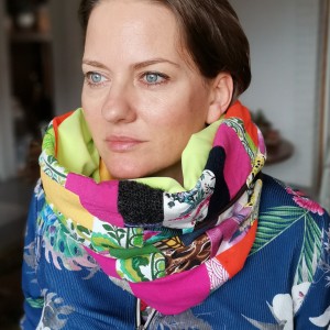 komin patchworkowy boho handmade kolorowy ciepły