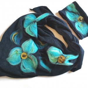 Komplet chusta handmade wełniana handmade