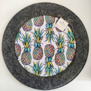 Podkładka filcowa okrągła z ananasem - duża