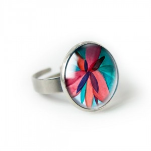 Czerwony kwiat pierścionek