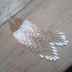 Kolczyki Biał Złote Mat Boho