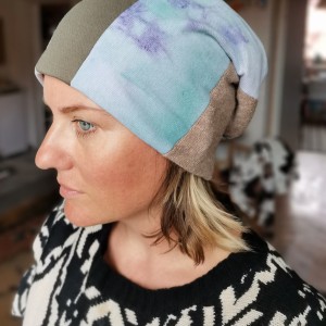 Czapka damska  patchworkowa