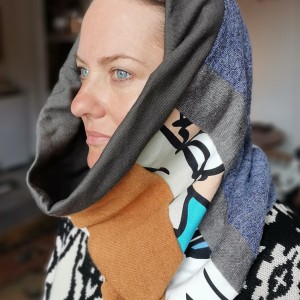 komin patchworkowy boho handmade kolorowy ciepły