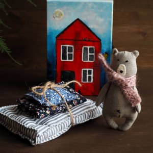 Prostak lniany miś ze starej kamieniczki - zestaw