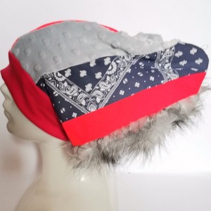 czapka szalona irokezowa smerfetka patchworkowa