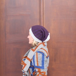 Czapka damska fioletowo szara