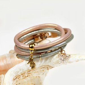 C524 W blasku srebra bransoletka z rzemieni