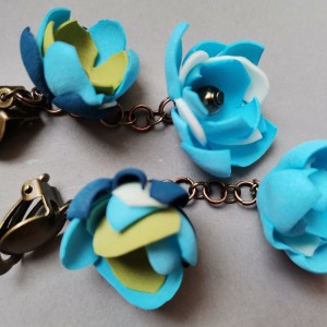 klipsy  kwiaty orient leciutkie