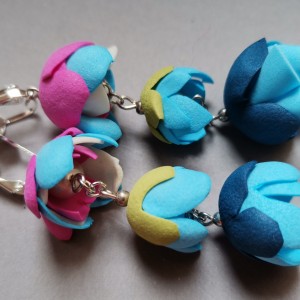 klipsy  kwiaty orient leciutkie