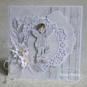 Kartka komunijna, konfirmacyjna z chłopczykiem, personalizowana