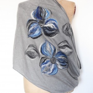 komin szal wełniany w kwiaty ciepły