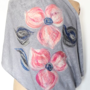 komin szal wełniany w kwiaty ciepły