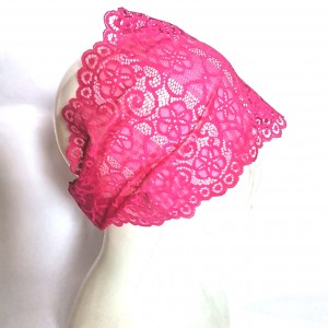 Opaska koronkowa rozowa
