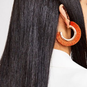 kolczyki boho etniczne pomarańczowe