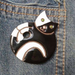 Broszka ceramiczna - Kot Murek