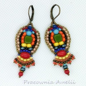 boho orient meksyk kolczyki z koralem naturalnym