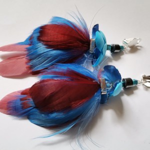 Klipsy etno boho wiszące piora