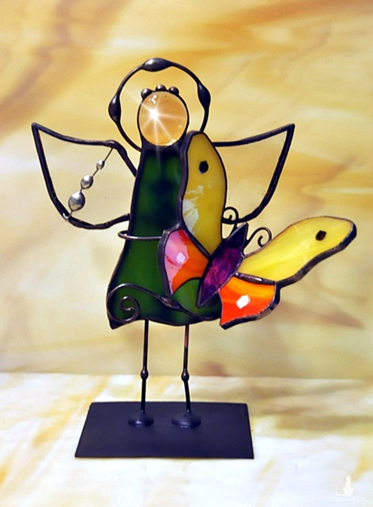 Aniołek witrażowy 3D  z motylkiem