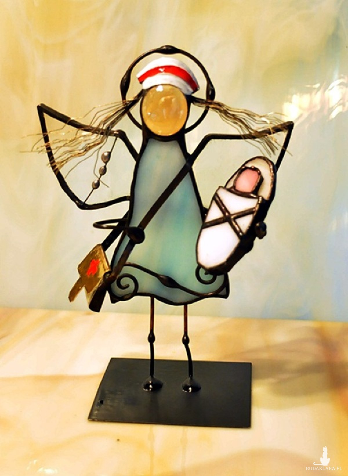 Aniołek witrażowy 3D  pielęgniarka położna z dzieckiem