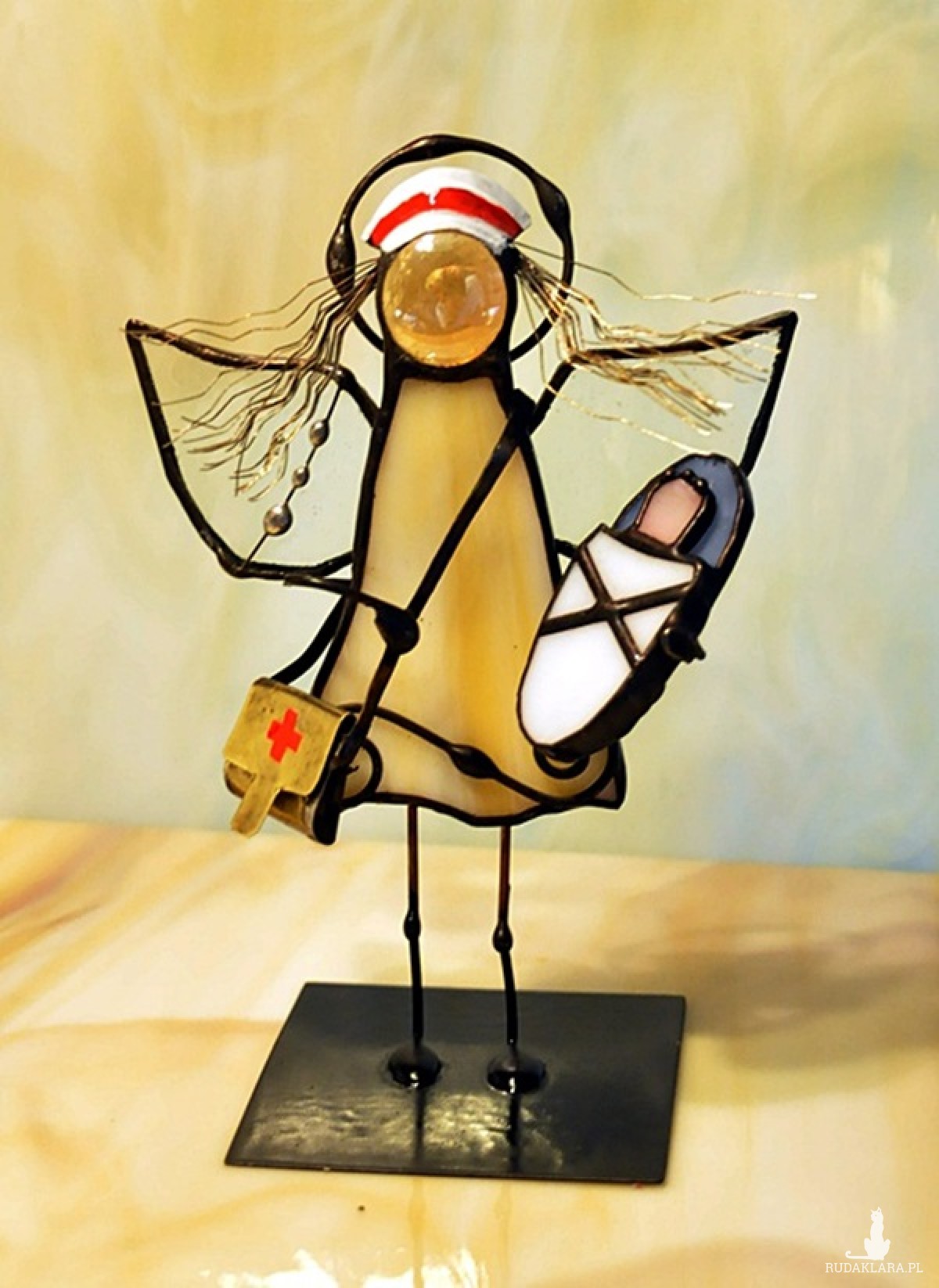 Aniołek witrażowy 3D  pielęgniarka położna z dzieckiem