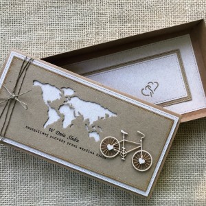 041 KARTKA NA ŚLUB W SZCZĘŚLIWĄ PODRÓŻ w stylu eco /rustykalnym
