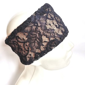 Opaska granatowa koronkowa