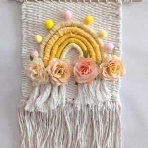 Makatka z tęczą ze sznurka żółta