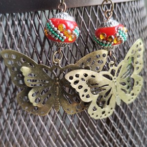 Klipsy etno boho folk motyle bali