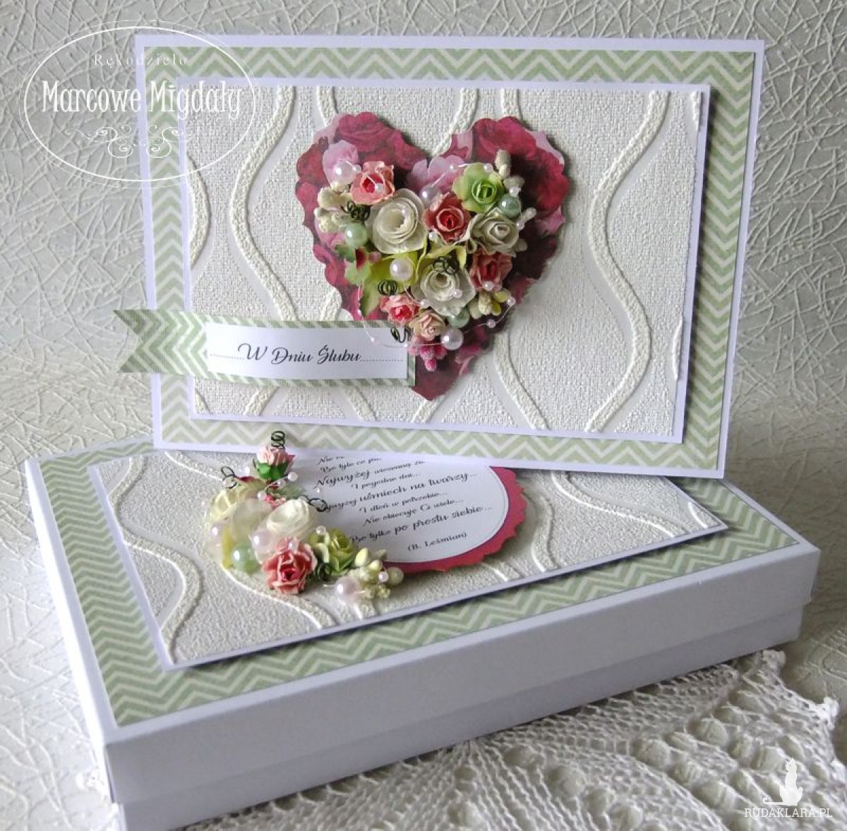 Romantyczne Serce, duża kartka ślubna w pudełku
