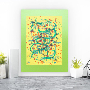 minimalistyczny rysunek do domu, nowoczesna grafika na ścianę, abstrakcja ręcznie malowana, napisy rysunek A3, great obrazek 30x40, minimalizm obraz do loftu